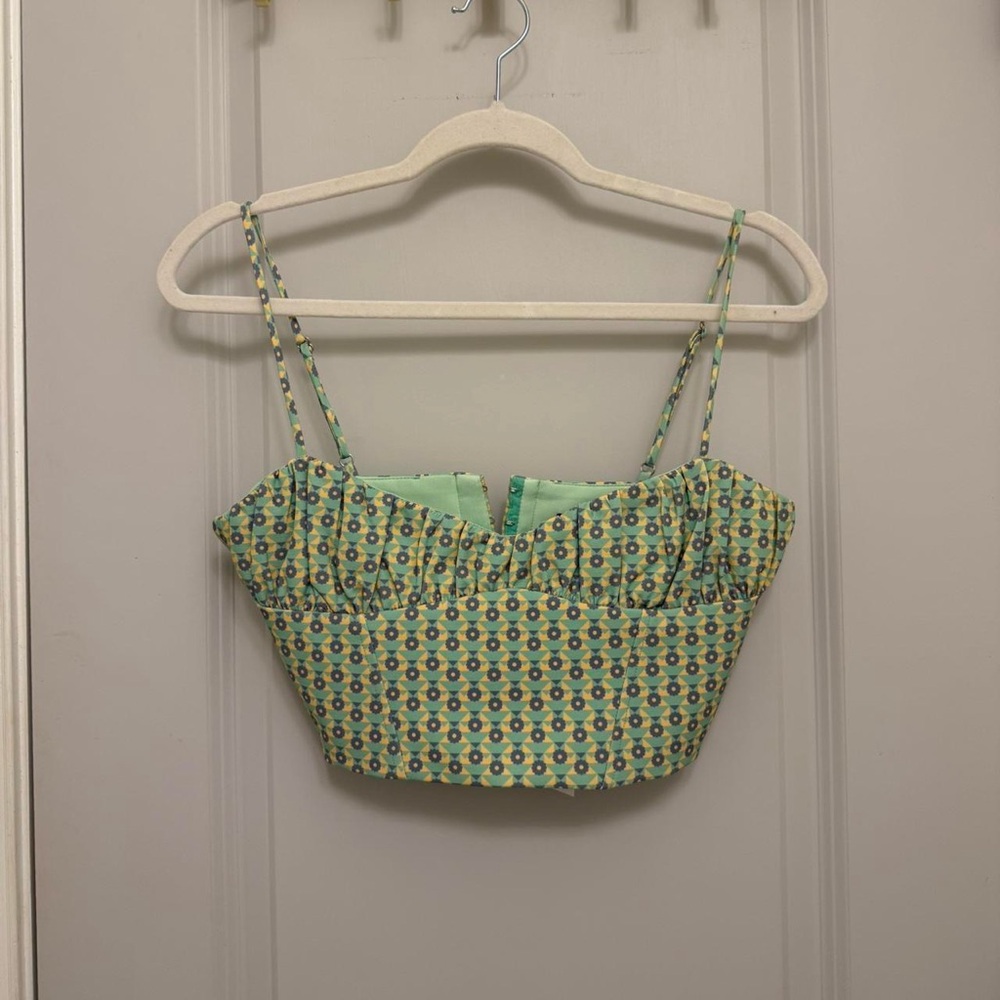 Zara Green Patterned Crop Top